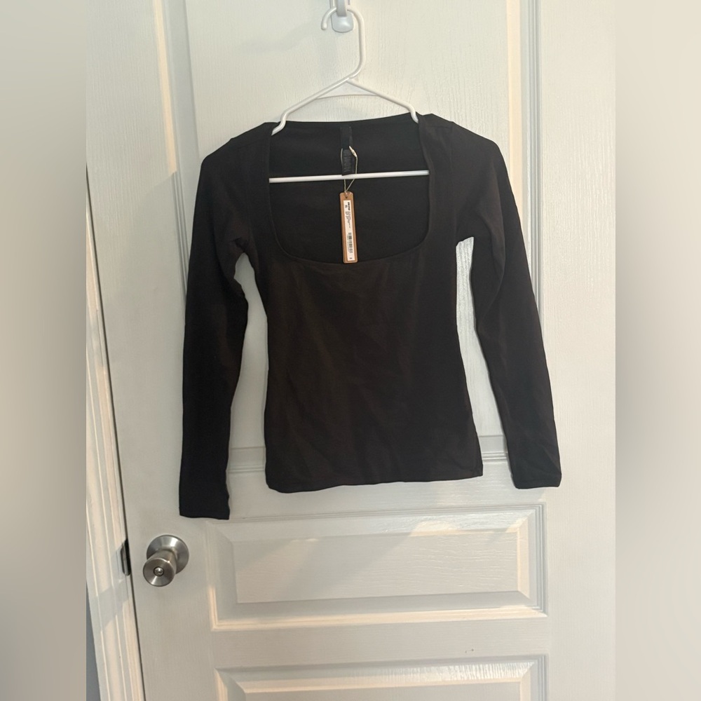 Skims Kim Kardashian Women’s Cotton Jersey Scoop Neck Long Sleeve Top XL